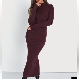 Lulu’s Plum Ribbed Sweater Dress
